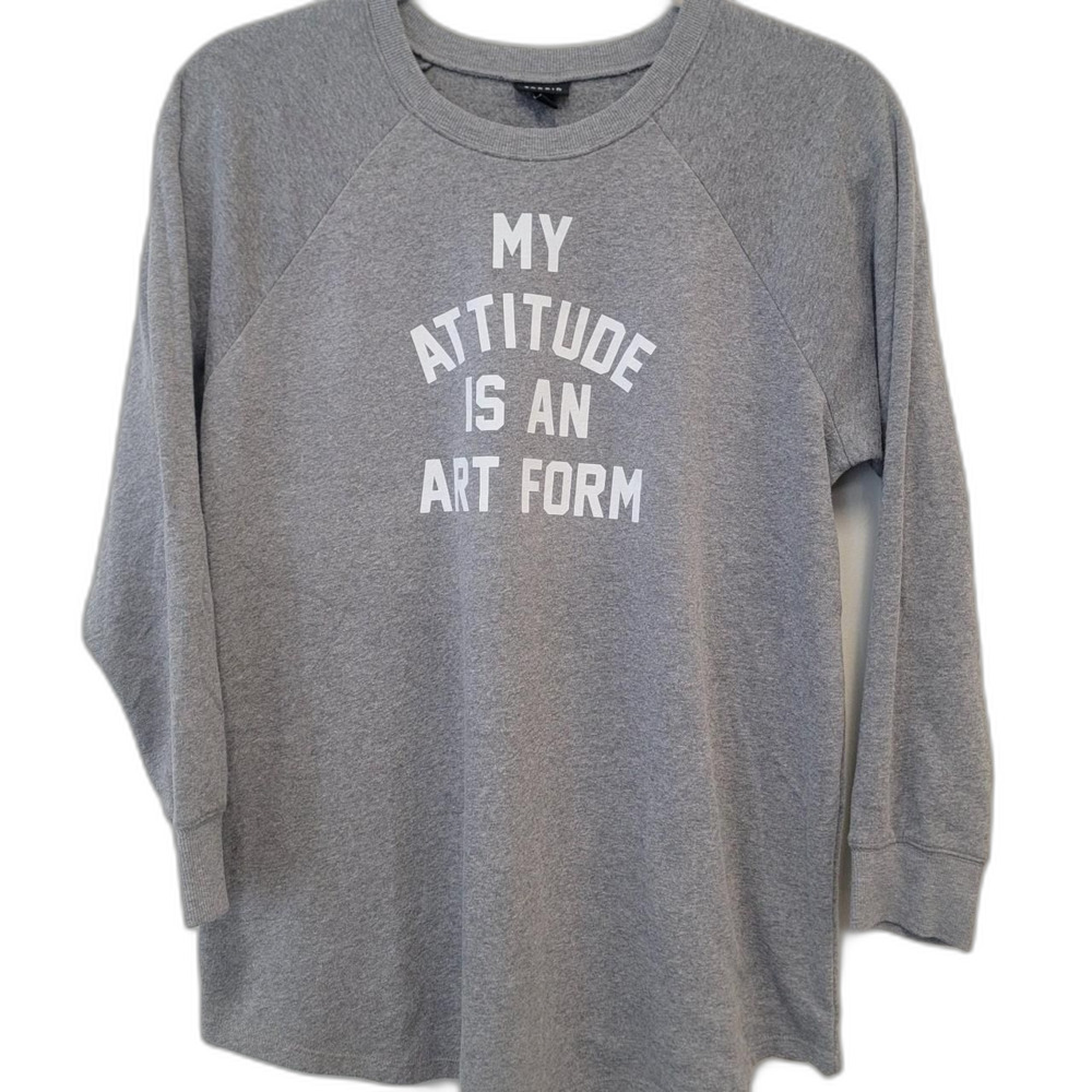 Torrid Gray My Attitude Is An Art Form Graphic Sweatshirt Size 2